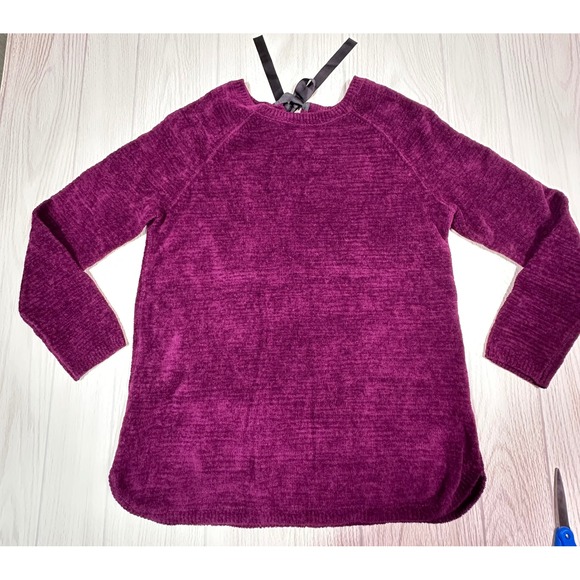 Talbots Sweaters - Talbots Women's Purple Chenille Knit Tie Neck Sweater Size L
